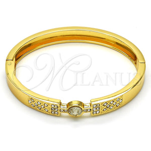 Aro Individual 07.252.0034.04 Oro Laminado, con Blanca Cristal, Pulido, Tono Dorado (08 MM Thickness, Size 4 (2.25 Diameter))