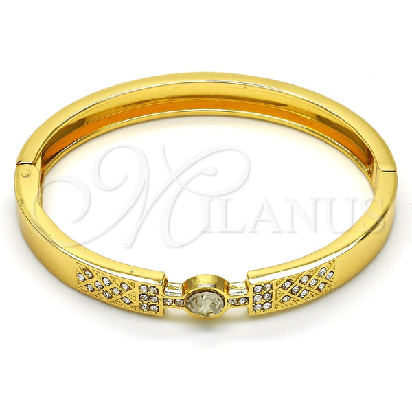 Aro Individual 07.252.0034.04 Oro Laminado, con Blanca Cristal, Pulido, Tono Dorado (08 MM Thickness, Size 4 (2.25 Diameter))