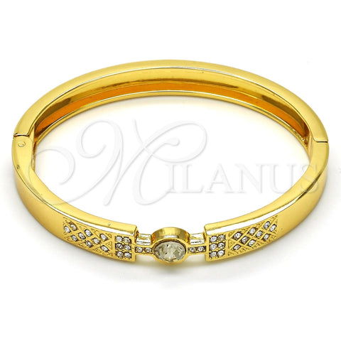 Aro Individual 07.252.0034.04 Oro Laminado, con Blanca Cristal, Pulido, Tono Dorado (08 MM Thickness, Size 4 (2.25 Diameter))