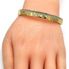 Aro Individual 07.252.0035.04 Oro Laminado, Diseño de Llave Griega, con Blanca Cristal, Pulido, Tono Dorado (08 MM Thickness, Size 4 (2.25 Diameter))
