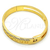 Aro Individual 07.252.0035.04 Oro Laminado, Diseño de Llave Griega, con Blanca Cristal, Pulido, Tono Dorado (08 MM Thickness, Size 4 (2.25 Diameter))