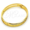 Aro Individual 07.252.0035.04 Oro Laminado, Diseño de Llave Griega, con Blanca Cristal, Pulido, Tono Dorado (08 MM Thickness, Size 4 (2.25 Diameter))