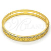 Aro Individual 07.252.0035.04 Oro Laminado, Diseño de Llave Griega, con Blanca Cristal, Pulido, Tono Dorado (08 MM Thickness, Size 4 (2.25 Diameter))