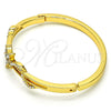 Aro Individual 07.252.0037.04 Oro Laminado, Diseño de Flor, con Cristal Blanca, Pulido, Tono Dorado (Grosor 04 MM, Talla 4 (2,25 de Diámetro))