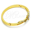 Aro Individual 07.252.0037.04 Oro Laminado, Diseño de Flor, con Cristal Blanca, Pulido, Tono Dorado (Grosor 04 MM, Talla 4 (2,25 de Diámetro))