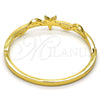 Aro Individual 07.252.0037.04 Oro Laminado, Diseño de Flor, con Cristal Blanca, Pulido, Tono Dorado (Grosor 04 MM, Talla 4 (2,25 de Diámetro))