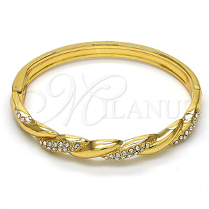 Aro Individual 07.252.0039.04 Oro Laminado, Diseño de Torcido, con Blanca Cristal, Pulido, Tono Dorado (06 MM Thickness, Size 4 (2.25 Diameter))