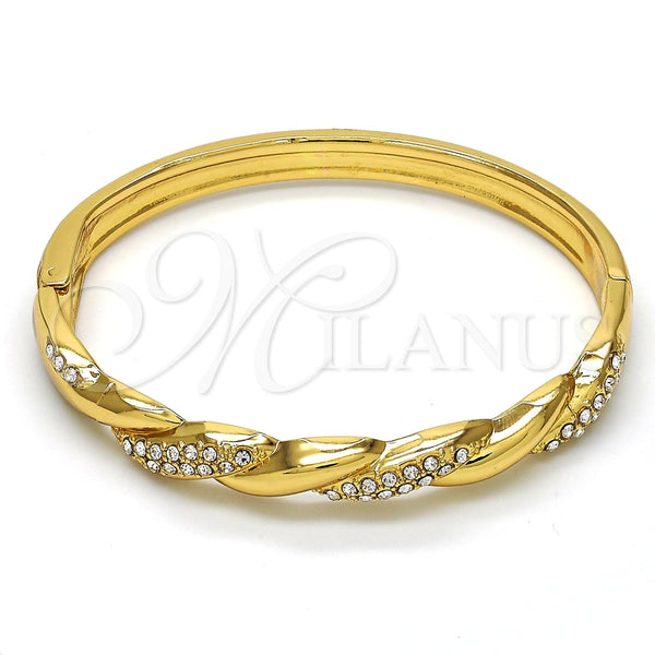 Aro Individual 07.252.0039.04 Oro Laminado, Diseño de Torcido, con Blanca Cristal, Pulido, Tono Dorado (06 MM Thickness, Size 4 (2.25 Diameter))
