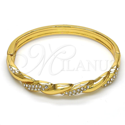 Aro Individual 07.252.0039.04 Oro Laminado, Diseño de Torcido, con Blanca Cristal, Pulido, Tono Dorado (06 MM Thickness, Size 4 (2.25 Diameter))