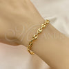 Pulsera Básica 04.63.1310.08 Oro Laminado, Diseño de Puff Mariner, Pulido, Tono Dorado (Grosor 06.2 MM, 8 Pulgadas de Largo)