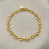 Pulsera Básica 04.63.1310.08 Oro Laminado, Diseño de Puff Mariner, Pulido, Tono Dorado (Grosor 06.2 MM, 8 Pulgadas de Largo)