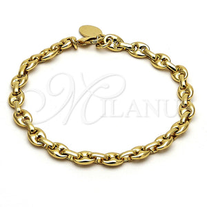 Pulsera Básica 04.63.1310.08 Oro Laminado, Diseño de Puff Mariner, Pulido, Tono Dorado (Grosor 06.2 MM, 8 Pulgadas de Largo)