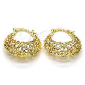 Argolla Mediana 02.170.0173.30 Oro Laminado, Diseño de Corazón, Diamantado, Tono Dorado