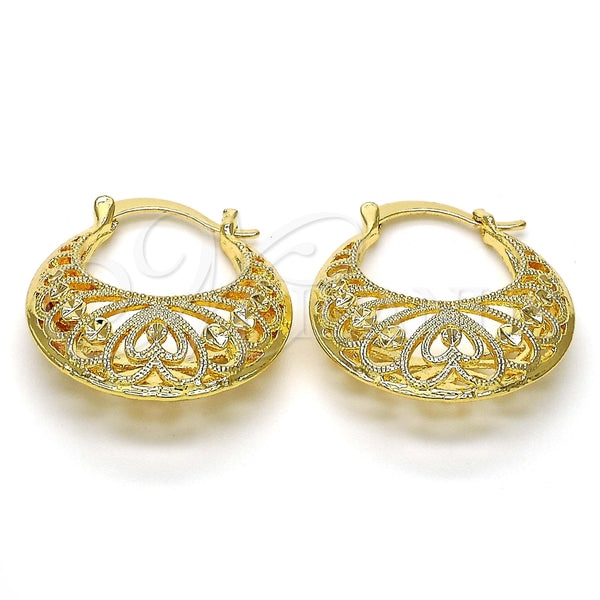 Argolla Mediana 02.170.0173.30 Oro Laminado, Diseño de Corazón, Diamantado, Tono Dorado