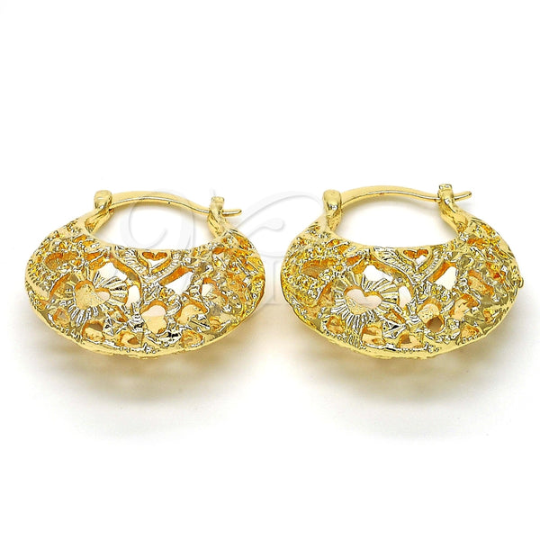 Argolla Mediana 02.170.0174.30 Oro Laminado, Diseño de Corazón, Diamantado, Tono Dorado