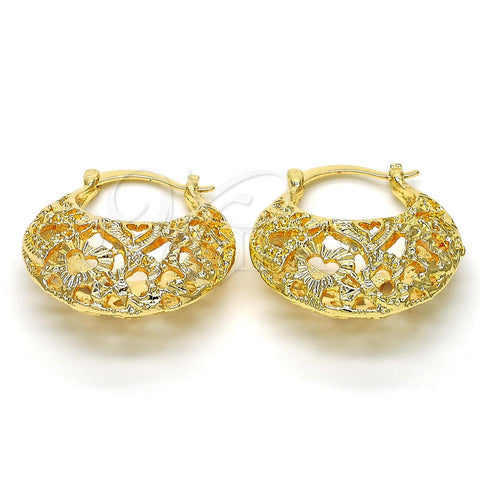 Argolla Mediana 02.170.0174.30 Oro Laminado, Diseño de Corazón, Diamantado, Tono Dorado