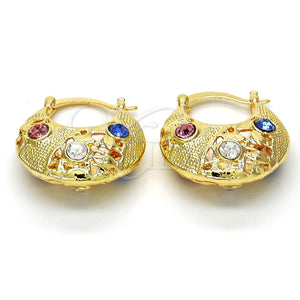 Argolla Pequeña 02.170.0183.25 Oro Laminado, con Multicolor Cristal, Pulido, Tono Dorado
