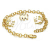 Pulsera de Dije 03.63.1797.07 Oro Laminado, Diseño de Elefante, con Blanca Cristal, Esmaltado Blanco, Tono Dorado (05 MM Thickness, 7 Inches Length)