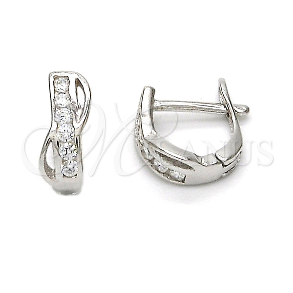 Argolla Huggie 02.290.0002.10 Plata Rodinada, con Zirconia Cubica Blanca, Pulido, Rodinado