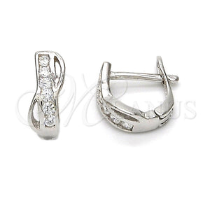 Argolla Huggie 02.290.0002.10 Plata Rodinada, con Zirconia Cubica Blanca, Pulido, Rodinado