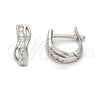 Argolla Huggie 02.290.0002.10 Plata Rodinada, con Zirconia Cubica Blanca, Pulido, Rodinado