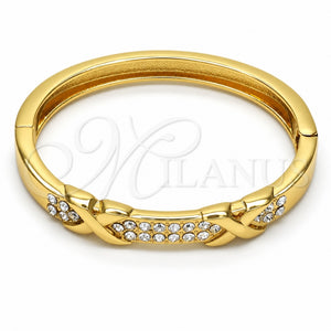 Aro Individual 07.252.0038.05 Oro Laminado, con Blanca Cristal, Pulido, Tono Dorado (08 MM Thickness, Size 5 (2.50 Diameter))