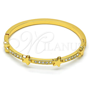 Aro Individual 07.252.0042.04 Oro Laminado, Diseño de Estrella, con Blanca Cristal, Pulido, Tono Dorado (04 MM Thickness, Size 4 (2.25 Diameter))