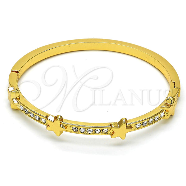 Aro Individual 07.252.0042.04 Oro Laminado, Diseño de Estrella, con Blanca Cristal, Pulido, Tono Dorado (04 MM Thickness, Size 4 (2.25 Diameter))