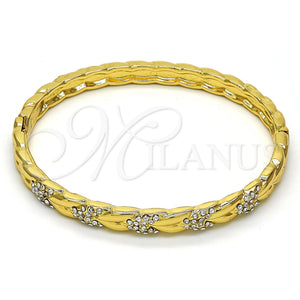 Aro Individual 07.252.0036.04 Oro Laminado, con Blanca Cristal, Pulido, Tono Dorado (06 MM Thickness, Size 4 (2.25 Diameter))