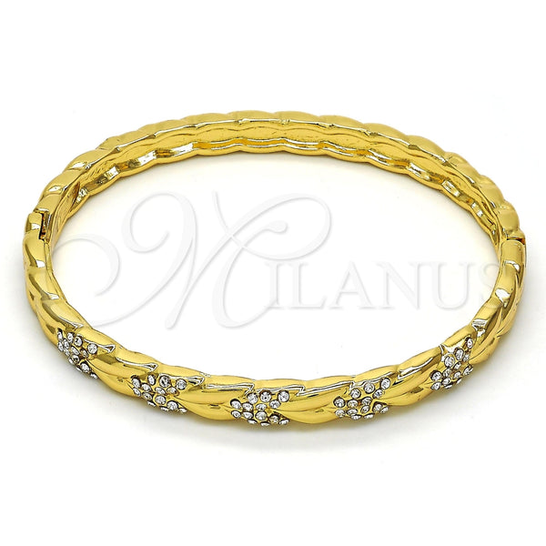 Aro Individual 07.252.0036.04 Oro Laminado, con Blanca Cristal, Pulido, Tono Dorado (06 MM Thickness, Size 4 (2.25 Diameter))
