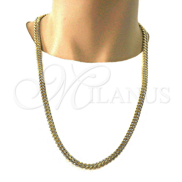 Gargantilla Basica 03.278.0001.30 Acero Inoxidable, Diseño de Miami Cubana, Pulido, Tono Dorado (200 Gauge, 08 MM Thickness, 30 Inches Length)