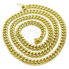 Gargantilla Basica 03.278.0001.30 Acero Inoxidable, Diseño de Miami Cubana, Pulido, Tono Dorado (200 Gauge, 08 MM Thickness, 30 Inches Length)