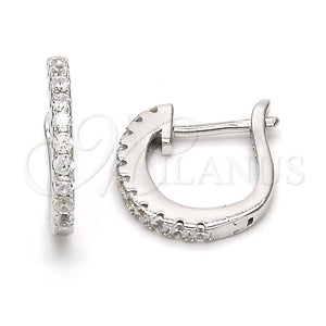 Argolla Huggie 02.291.0007.15 Plata Rodinada, con Zirconia Cubica Blanca, Pulido, Rodinado