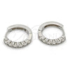 Argolla Huggie 02.291.0008.15 Plata Rodinada, con Zirconia Cubica Blanca, Pulido, Rodinado