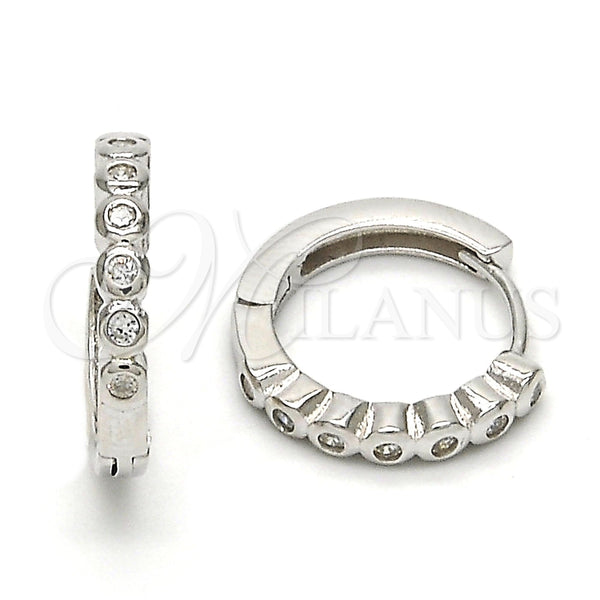 Argolla Huggie 02.291.0008.15 Plata Rodinada, con Zirconia Cubica Blanca, Pulido, Rodinado