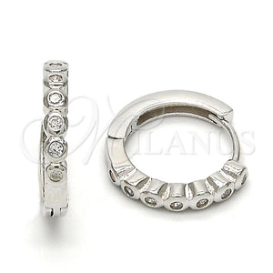 Argolla Huggie 02.291.0008.15 Plata Rodinada, con Zirconia Cubica Blanca, Pulido, Rodinado