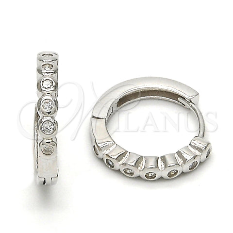 Argolla Huggie 02.291.0008.15 Plata Rodinada, con Zirconia Cubica Blanca, Pulido, Rodinado