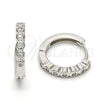 Argolla Huggie 02.291.0008.15 Plata Rodinada, con Zirconia Cubica Blanca, Pulido, Rodinado