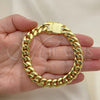 Pulsera Básica 03.278.0002.08 Acero Inoxidable, Diseño de Miami Cubana, Pulido, Tono Dorado (10 MM Thickness, 8 Inches Length)