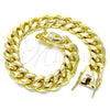 Pulsera Básica 03.278.0002.08 Acero Inoxidable, Diseño de Miami Cubana, Pulido, Tono Dorado (10 MM Thickness, 8 Inches Length)