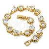 Pulsera Tennis 03.213.0052.08 Oro Laminado, Diseño de Gota, con Blanca Zirconia Cubica, Pulido, Tono Dorado (08 MM Thickness, 8 Inches Length)