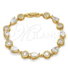 Pulsera Tennis 03.213.0052.08 Oro Laminado, Diseño de Gota, con Blanca Zirconia Cubica, Pulido, Tono Dorado (08 MM Thickness, 8 Inches Length)