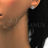 Arete Dormilona 02.285.0004 Plata Rodinada, Diseño de Flor, con Zirconia Cubica Blanca, Pulido, Rodinado