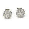 Arete Dormilona 02.285.0004 Plata Rodinada, Diseño de Flor, con Zirconia Cubica Blanca, Pulido, Rodinado