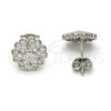 Arete Dormilona 02.285.0004 Plata Rodinada, Diseño de Flor, con Zirconia Cubica Blanca, Pulido, Rodinado
