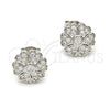 Arete Dormilona 02.285.0004 Plata Rodinada, Diseño de Flor, con Zirconia Cubica Blanca, Pulido, Rodinado