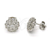 Arete Dormilona 02.285.0004 Plata Rodinada, Diseño de Flor, con Zirconia Cubica Blanca, Pulido, Rodinado