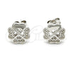 Arete Dormilona 02.285.0006 Plata Rodinada, con Micro Pave Blanca, Pulido, Rodinado