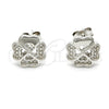 Arete Dormilona 02.285.0006 Plata Rodinada, con Micro Pave Blanca, Pulido, Rodinado
