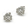 Arete Dormilona 02.285.0006 Plata Rodinada, con Micro Pave Blanca, Pulido, Rodinado